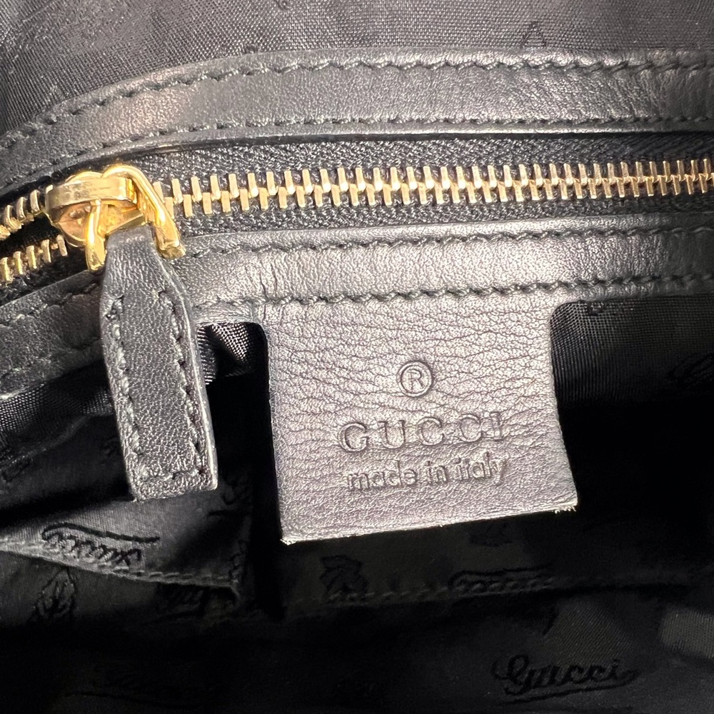 GUCCI 189885 Authentic Black Leather Queen Hobo Tote Shoulder Bag Made in Italy - Picture 12 of 17